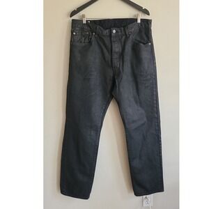 Levi's 501 '54 Mens Black Wax Coated Denim Straight Leg Button Fly Jeans 38x32